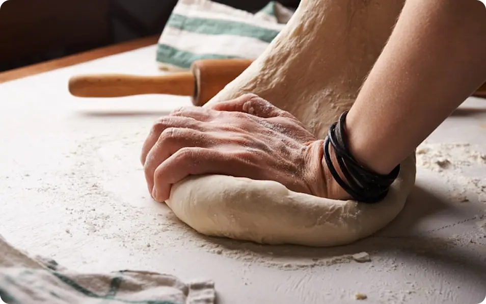 Image hands with dough